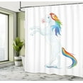 thumbnail image 5 of Ambesonne Pony Shower Curtain, Reared up Horse Rainbow Mane, 69"Wx84"L, White and Multicolor, 5 of 5