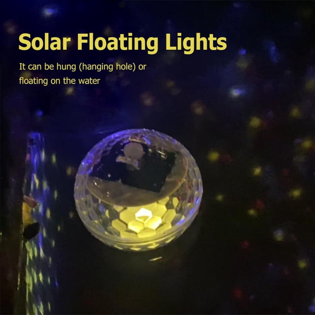 Bola mágica de agua solar con luz flotante, impermeable, para piscina, decoración de jardín (cálida)