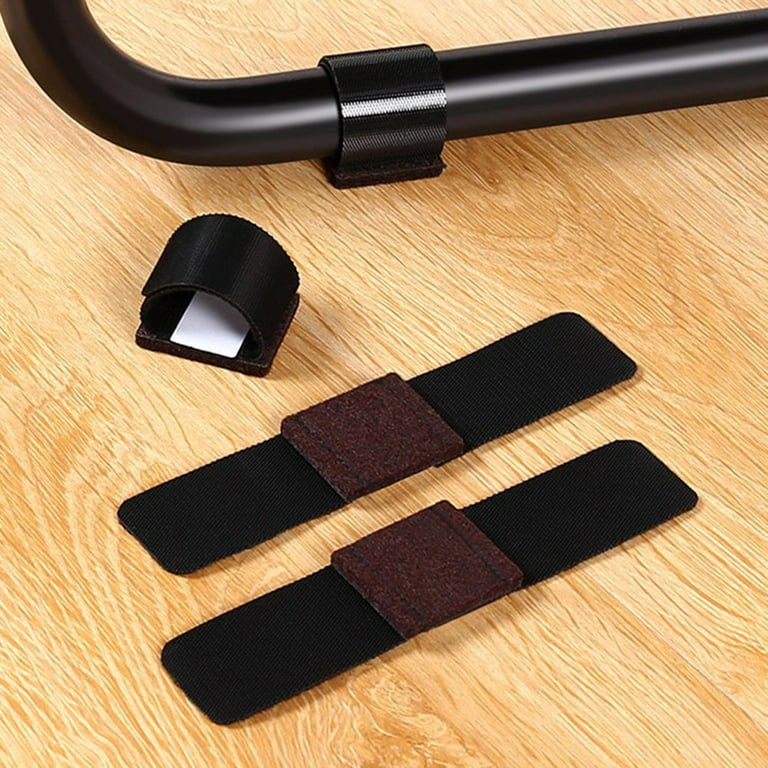 6 Pcs Felt Furniture Pads with Hook and Loop Fasteners for Sled Chair, Wrap- Around Felt Floor Savers, Chair Sled Floor Glides Tubing Protectors,  Prevent Floor Scratches Reduce Noise, Black 