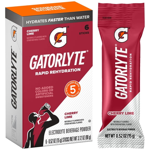 Gatorade Gatorlyte Rapid Rehydration Cherry Lime, Powdered Energy Drink Mix, 3.12 oz, 6 Count Packets