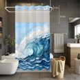 thumbnail image 5 of No Hook Ocean Waves Shower Curtain with Snap in Liner Set, Summer Nautical Coastal Seawater Blue Waterproof Fabric Bathroom Curtains with See Through Top Window, Hotel Style Small 36 x 72 Inch, 5 of 9