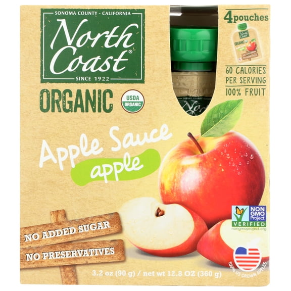 Northcoast Organic Apple Sauce, 12.8 oz, 4 Count