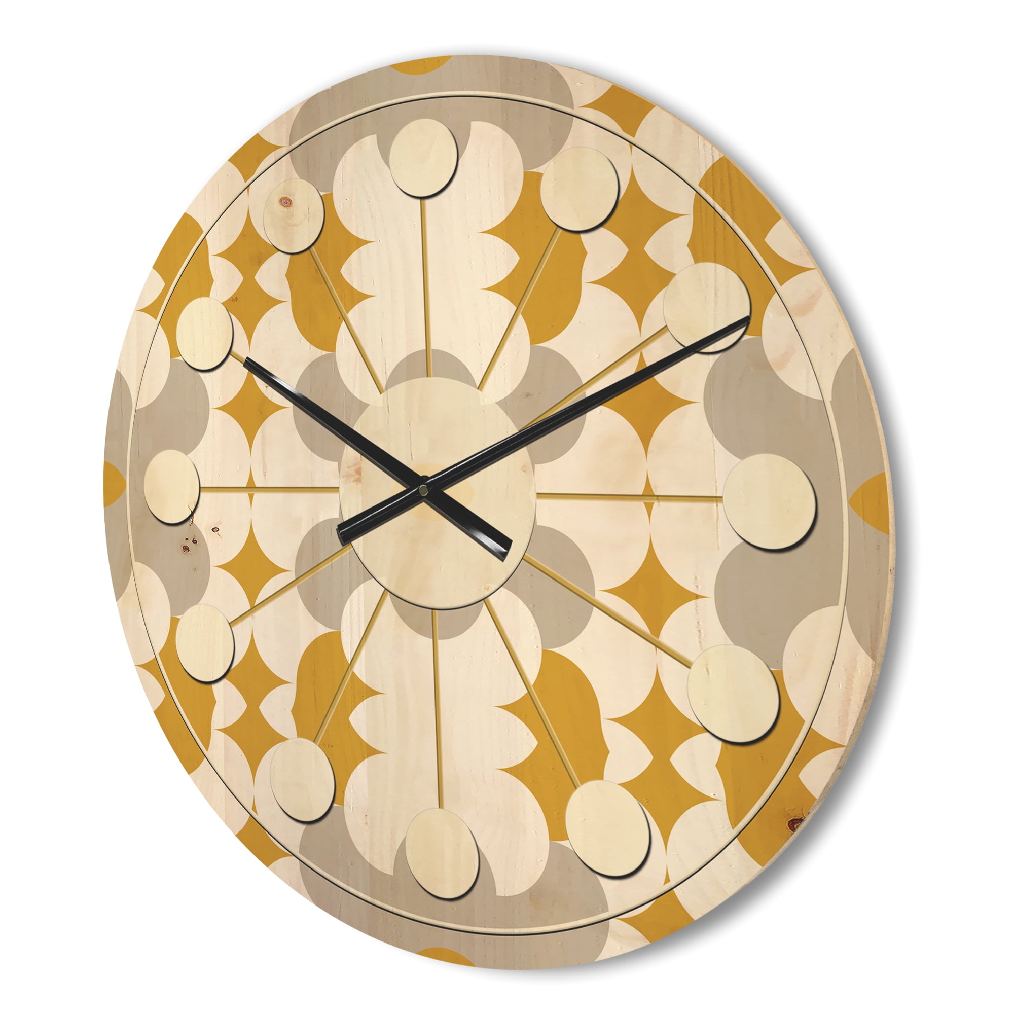 Designart 'Abstract Retro Design XIX' Mid-Century Modern Wood Wall Clock