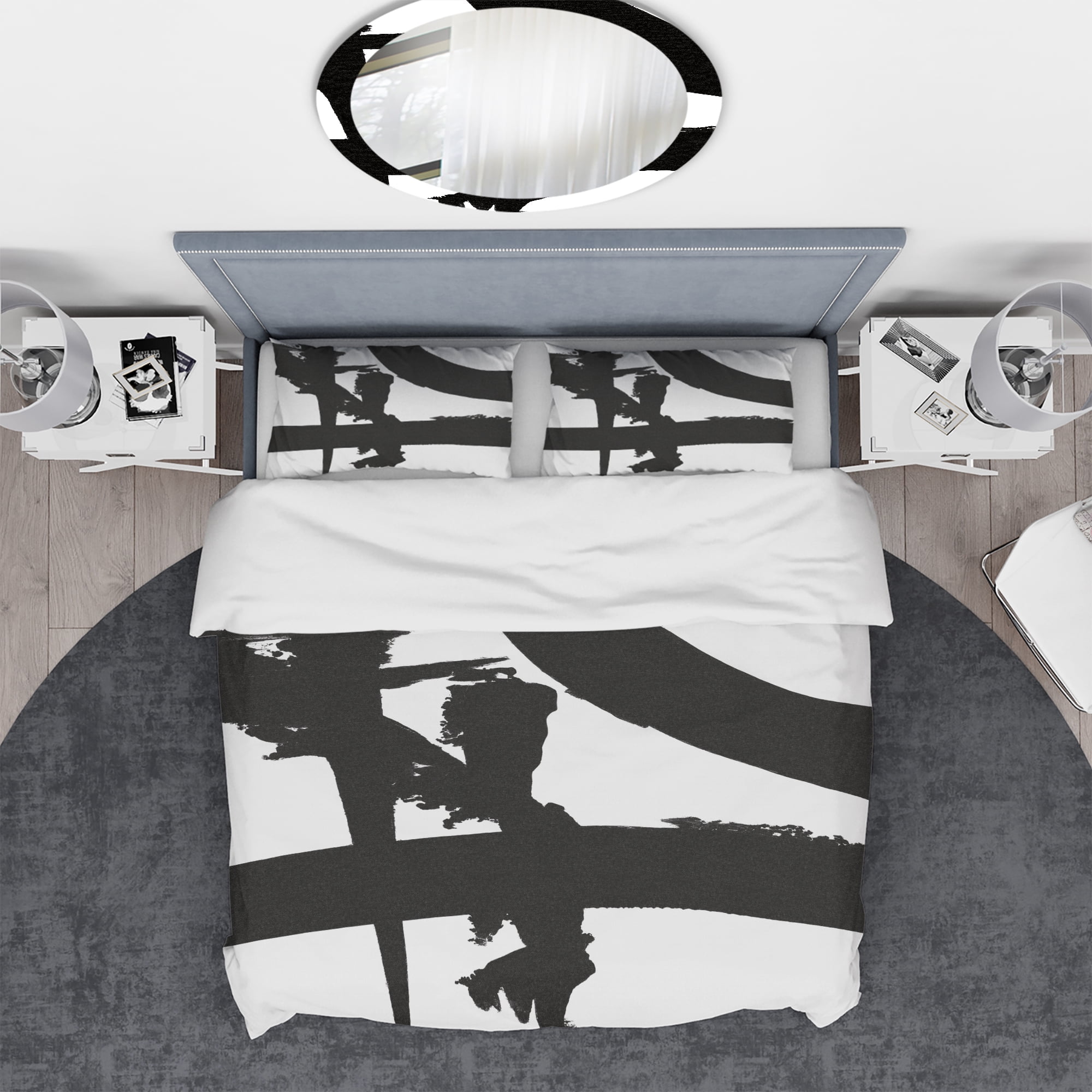 Designart 'Black & White Crossing Paths I' Geometric Duvet Cover Set