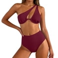thumbnail image 6 of Qingpeng Women One Shoulder High Waisted Bikini Tie High Cut Two Piece Swimsuits, 6 of 8