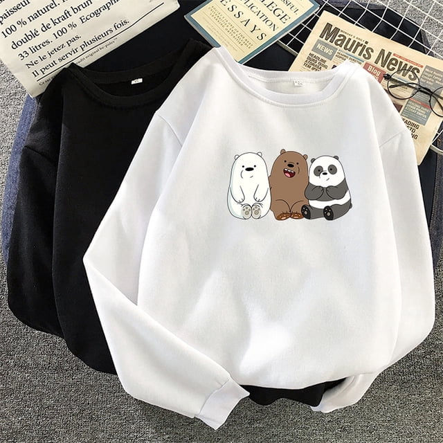 Tres Osos Sentados Impresos Tops Más Sudaderas De Terciopelo Con Capucha Ropa De Pareja Manga Larga Otoño Invierno Streetwear Chaquetaspangjing
