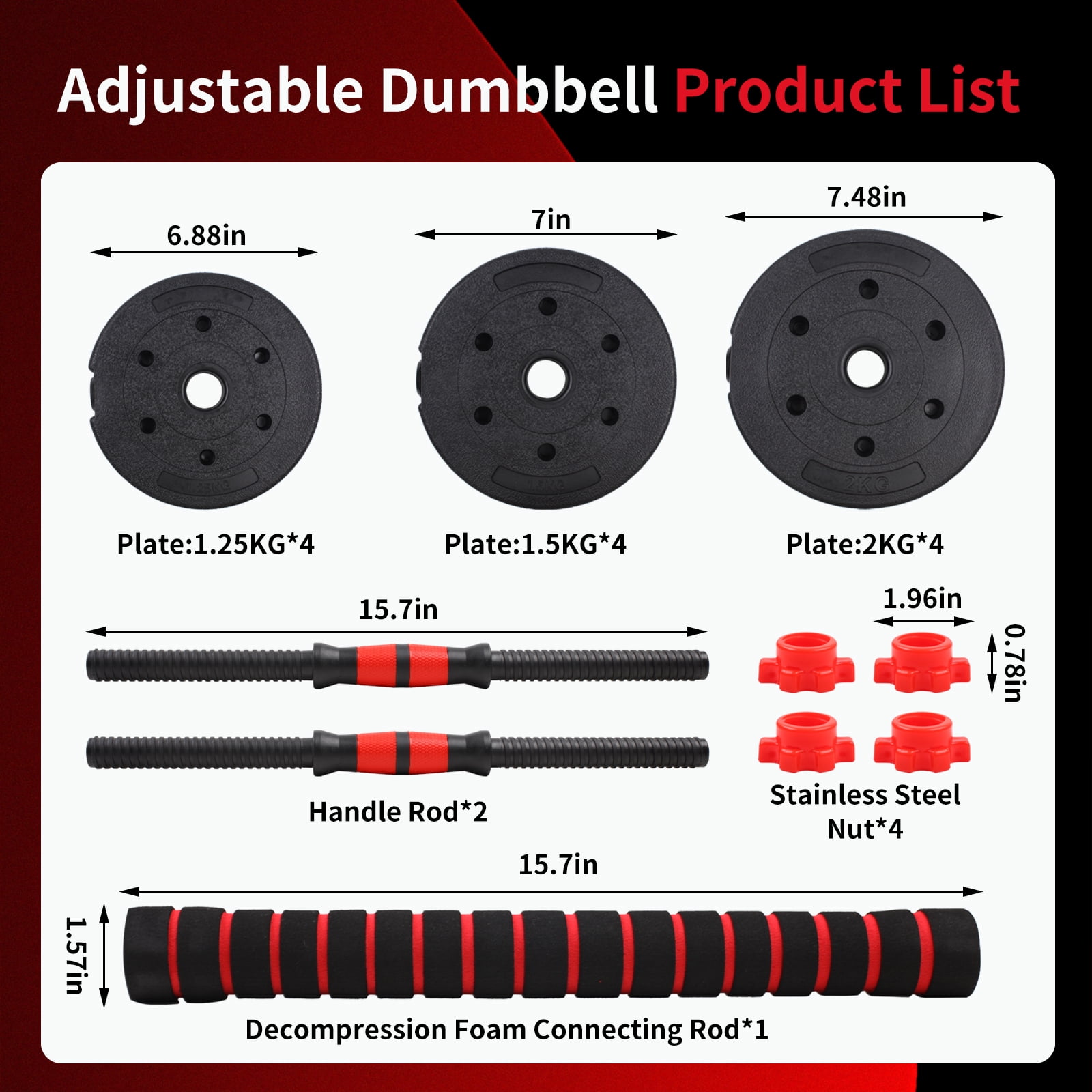 Adjustable-Dumbbells-Sets, 44lbs Free Weights-Dumbbells Set of 2 Convertible To Barbell A Pair of Lightweight for Home Gym,Women and Men Equipment