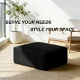 thumbnail image 2 of Large Oversized Corduroy Ottoman Footrest for Sofa Large Rectangle Floor Bench Extra Seating Coffee Table for Living Room, No Assembly (Black), 2 of 8