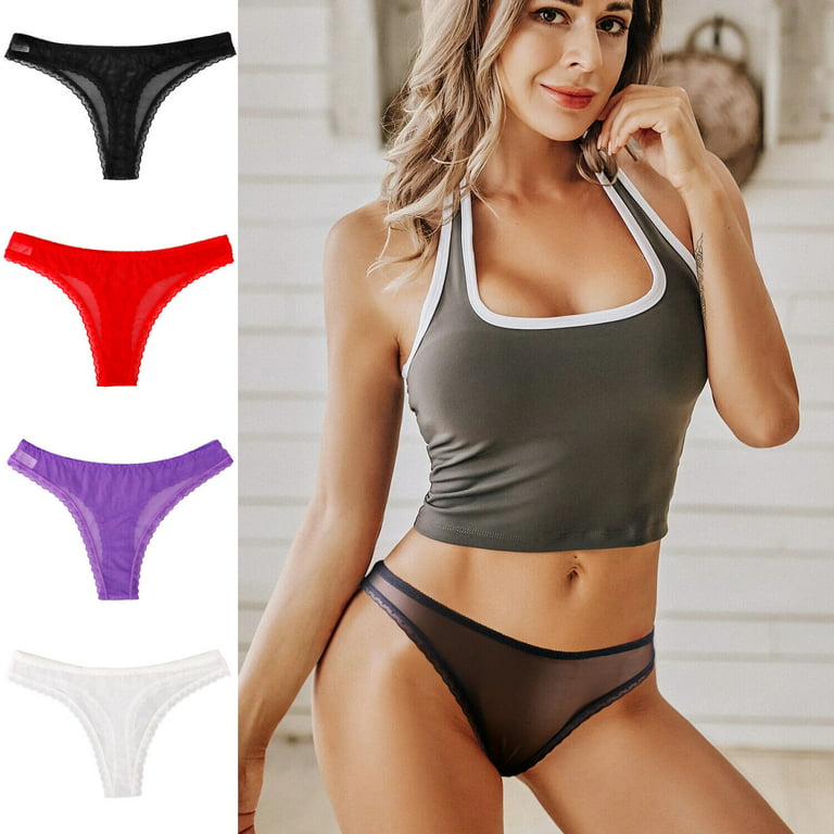 4Pack Sexy Sheer Mesh See Through Panties Babydoll Lingeries Sleepwear  Underwear