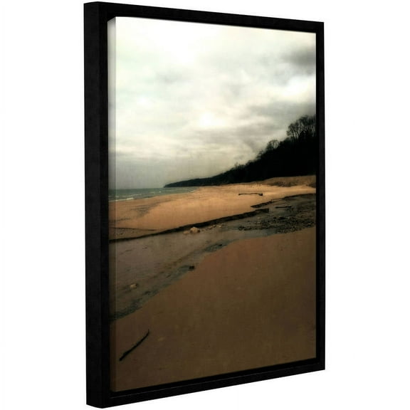 ArtWall Kevin Calkins "Winter Beach and Stream" Gallery-Wrapped Floater-Framed Canvas