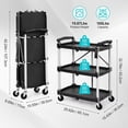 thumbnail image 2 of 3-Tier Folding Service Cart with 360° Swivel Wheels, Foldable Utility Cart, Collapsible Service Cart for Home, Office, Garage, Warehouse, 2 of 7