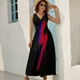 thumbnail image 5 of Lightning Bolt Brush Womens Night Club Maxi Dress V Neck Sleeveless Bohemia Long Dresses, 5 of 9