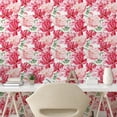 thumbnail image 2 of Ambesonne Floral Peel & Stick Wallpaper for Home, Hibiscus and Peony Blossoms, 13"x100", Pale Pink and Dark Coral, 2 of 5