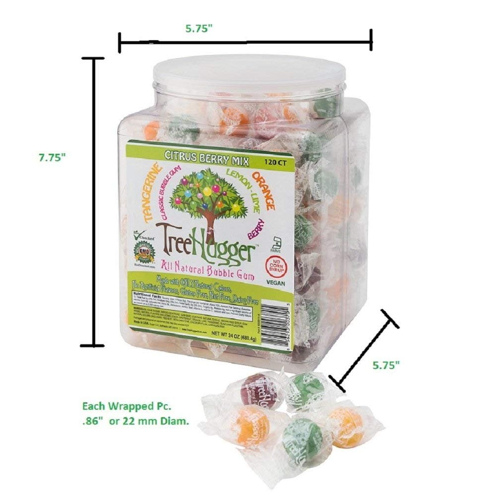 Tree Hugger Bubble Gum, Citrus Berry, 120 Count