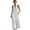 White-Jumpsuit, variant on Womens Plus Size Jumpsuits Solid Color Halter Neck Sleeveless V Neck Flowy Dress with Pockets Casual Summer Black L
