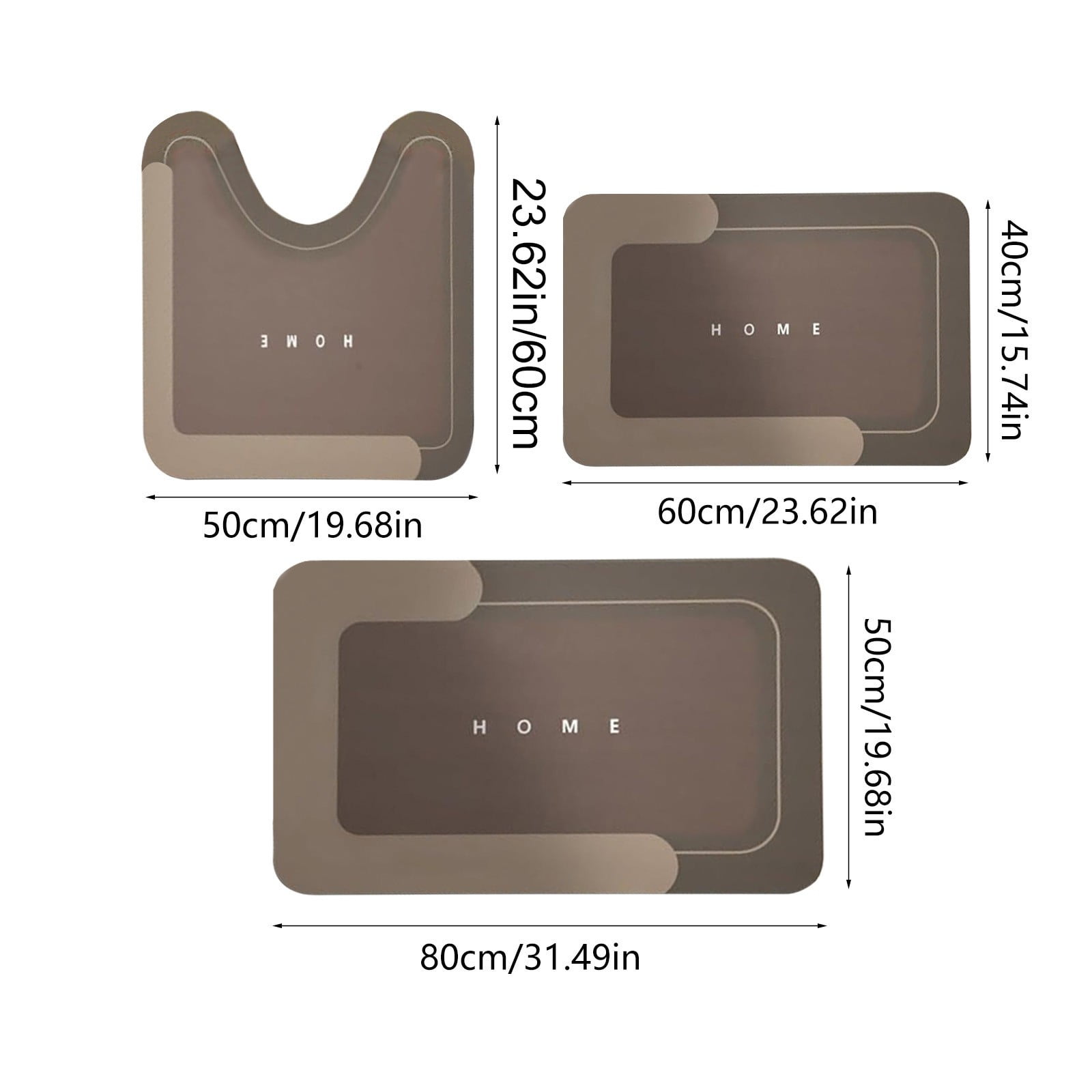 3-Piece Bathroom Toilet Mat Set Super Absorbent Washable Non Slip Bath Rugs for Home Hotel Shower Room Safe Comfortable Quick Drying Modern Stylish Design