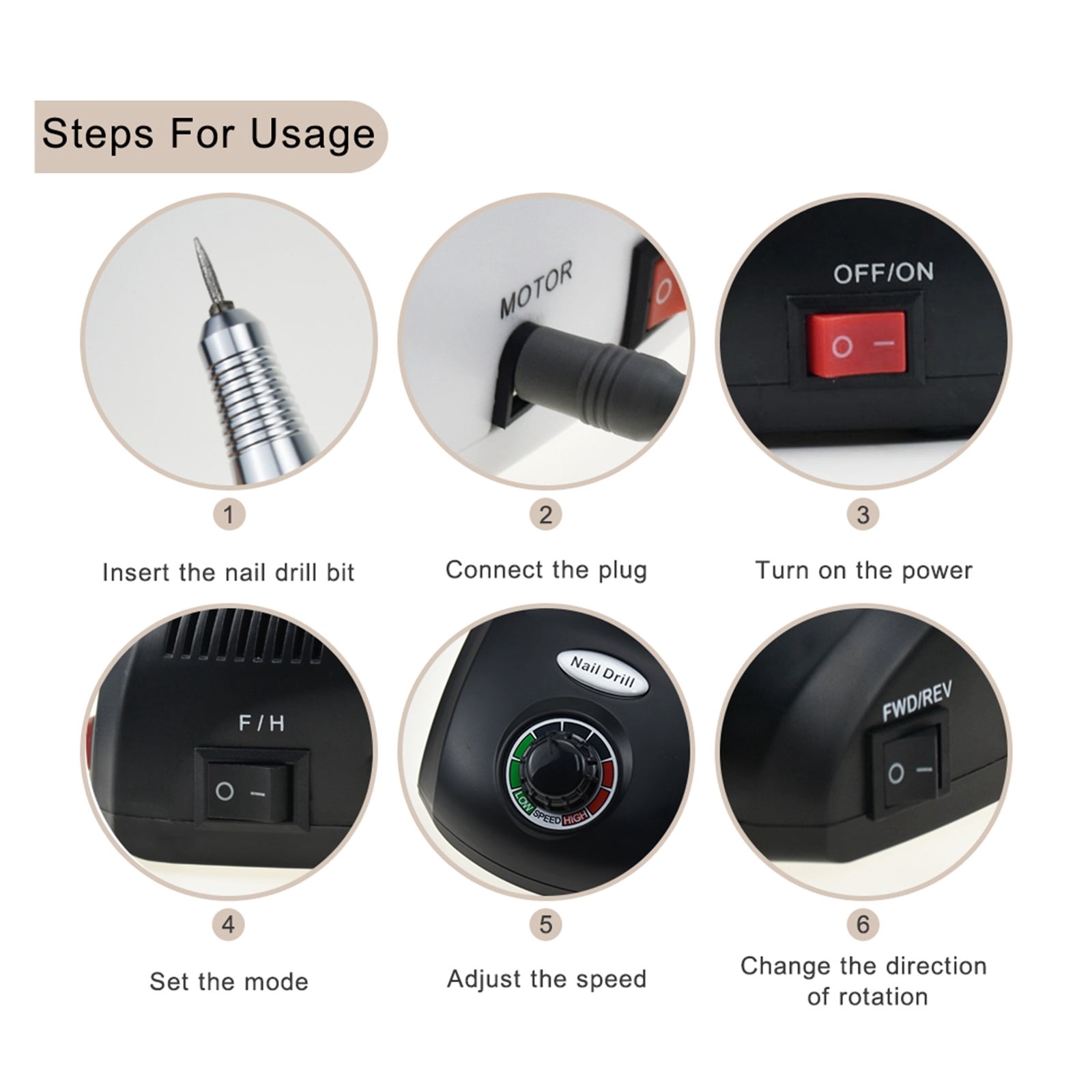 35000RPM Nail Polish Drill Machine, Manicure Electronic Nail File Drill Manicure Pedicure Kit, Nail Art Equipment ,Low Noise