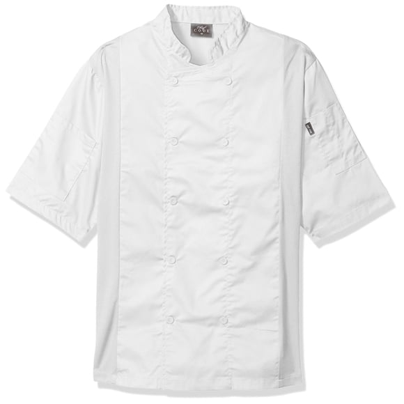 Chef Code Men's Chef Coat with Side Vents, White, Small