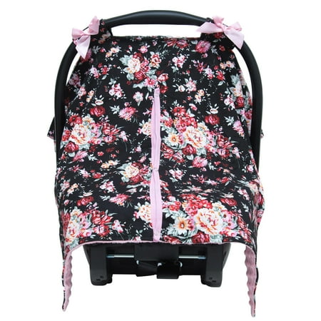 Black Pink Fl Minky Baby Car Seat Canopy Cover Com Black Pink Fl Minky Baby Car Seat