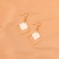 thumbnail image 3 of Pendientes colgantes cuadrados chapados en concha blanca para mujer, joyería, pendiente geométrico de boda, 3 of 3