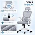 thumbnail image 6 of JaxSteam Ergonomic Office Chair High Back Mesh Desk Chair with Headrest Adjustable Armrest Height,White-Gray, 6 of 7