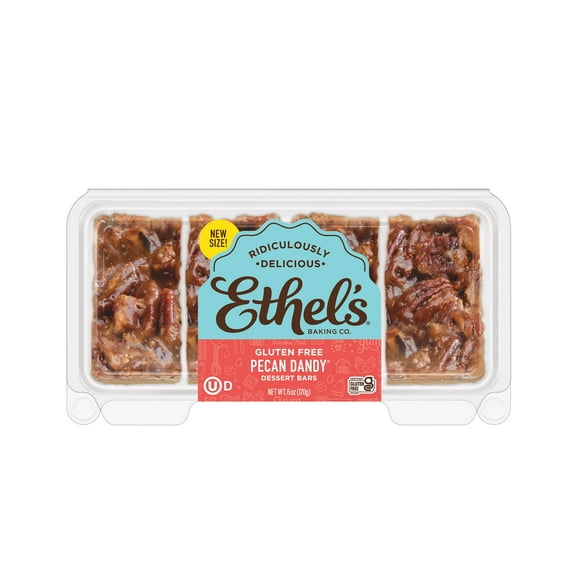 Ethel's Baking Co. Pecan Dandy Dessert Bar Tray, Shelf-Stable, Richly Baked & Pecan Crowned, 1.5 oz, 4 Count