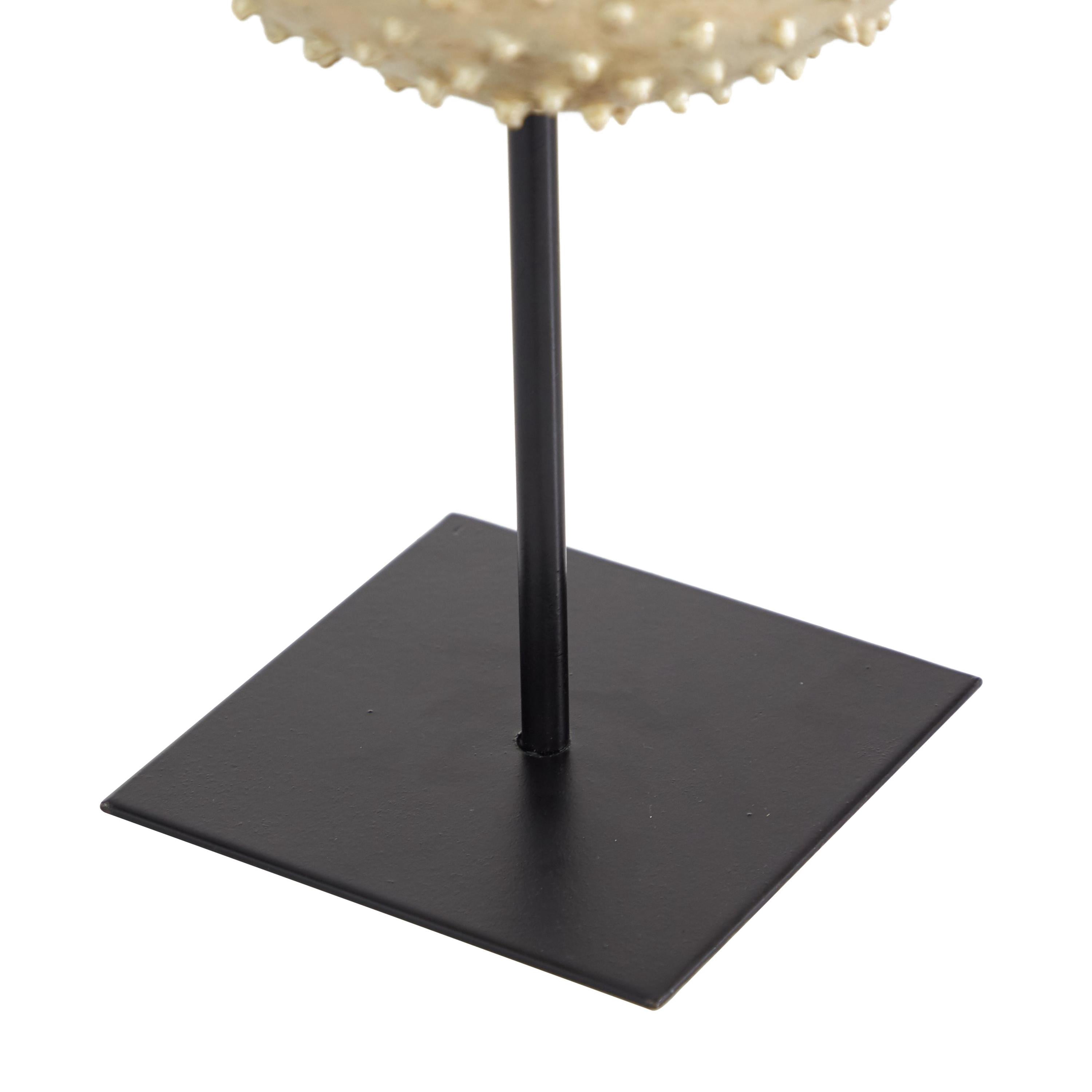 10" x 14" Gold Polyresin Handmade Spiked Blowfish Sculpture with Stand, by DecMode