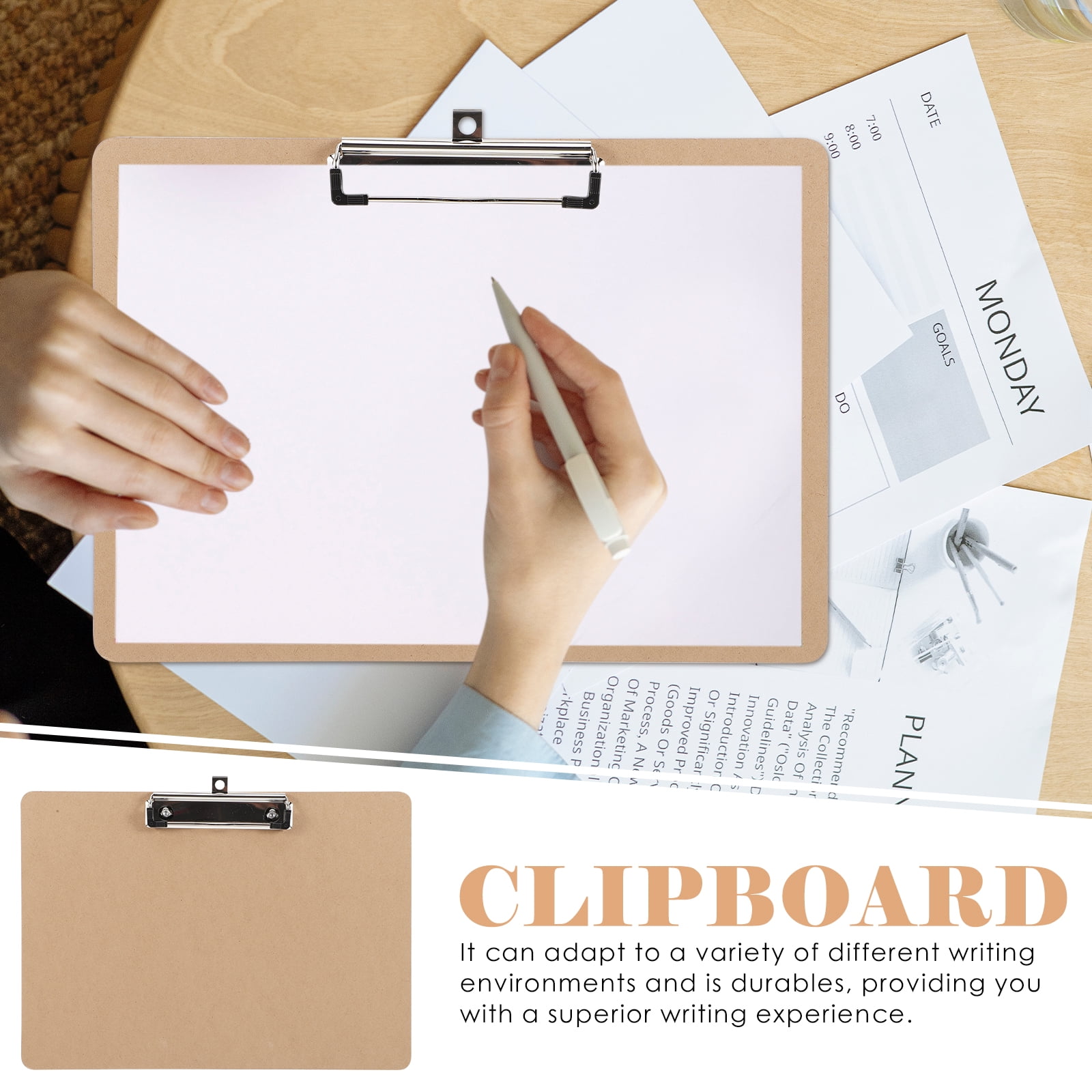6 Pcs  Restaurant Clipboards Portable Writing Clipboard Office Thickened Paper Document Storage Clip