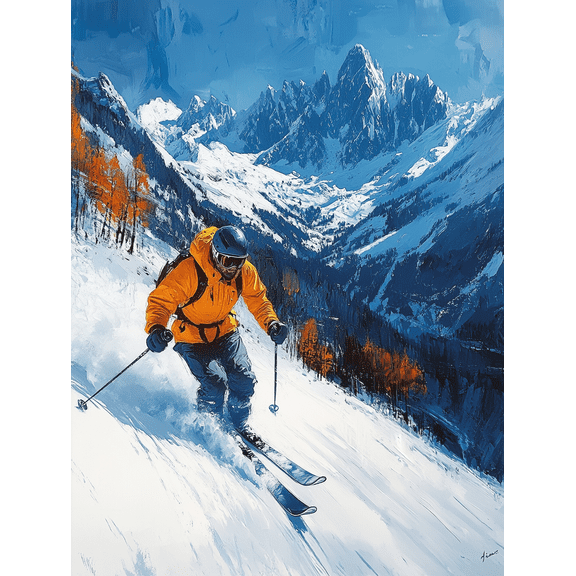 Skiing Mountain Canvas Art Print/Wall Decor, Suitable for Living Room, and Ski Lodge Decoration.