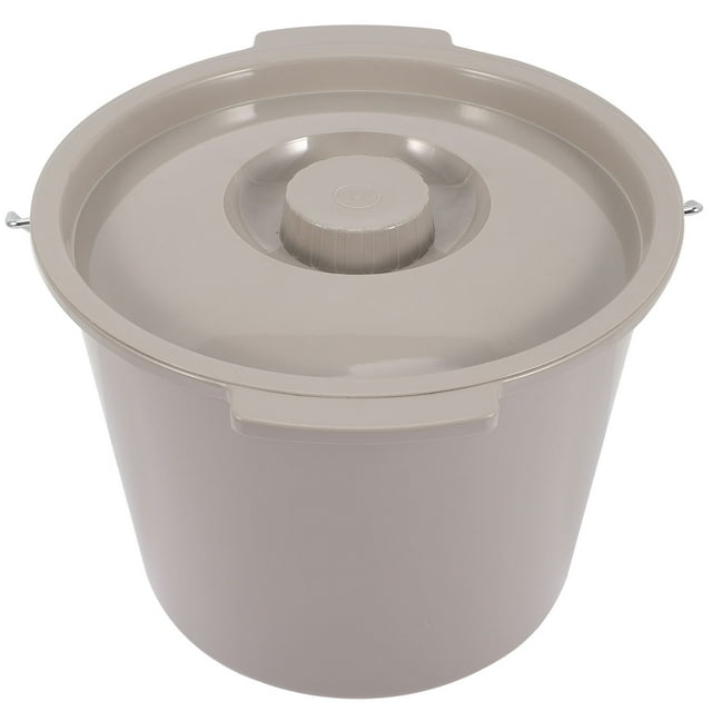 SHOWERORO Chamber Pot With Lid Adult Grey Plastic Portable Toilets For Adults 1Set