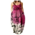 thumbnail image 1 of Robe Longue d'Été pour Femme à Col Rond, Imprimée, Sans Manches, Grande Taille, à Enfiler, à Bretelles Spaghetti, Longue Robe Maxi avec Poches, 1 of 4