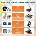 thumbnail image 2 of Pinypikaka Heat Press Machine 15x15 Inch 9 in 1 with 30OZ Tumbler Press, 360-Degree Swing Away Digital T-shirt Press Multifunction Heat Transfer Sublimation for T-Shirt Tumbler Mug Hat Cap Plate, 2 of 9