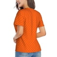 thumbnail image 3 of Xecao Orange Scales for Women's V-Neck T-Shirts-Elegant Half-Sleeve Tops Perfect for Summer-Medium, 3 of 5