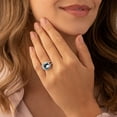 thumbnail image 2 of PEORA Swiss Blue Topaz Signature Ring for Women 925 Sterling Silver, Genuine Gemstone, Large 6.25 Carats Cushion Cut 11mm, Size 7, Engagement, Promise, Statement Ring, Jewelry Gift, w/Jewelry Box, 2 of 4