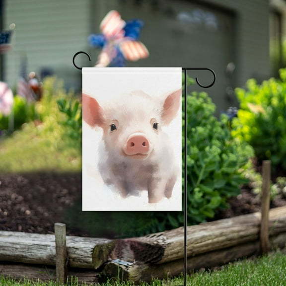 Piggy Pig Garden Flag Double Sided Outdoor Banners for Courtyard Outdoor Lawn Farmhouse Holiday Decorations