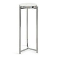 thumbnail image 2 of Kate And Laurel Aguilar Glam Round Drink Table, 9 x 9 x 23, Silver and White, Small Accent Table for Use as Plant Pedestal Stand with Marble Tabletop, 2 of 6