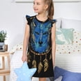 thumbnail image 4 of Balery Wolf Head And Dreamcatcher Camisón de princesa para niñas, pijama de algodón con mangas abullonadas, suave y bonito.-Large, 4 of 6