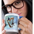 thumbnail image 2 of 3dRose, Bluebird And Hummingbird With A Harp In The Snow, 11oz Two-Tone Blue Mug, 2 of 7