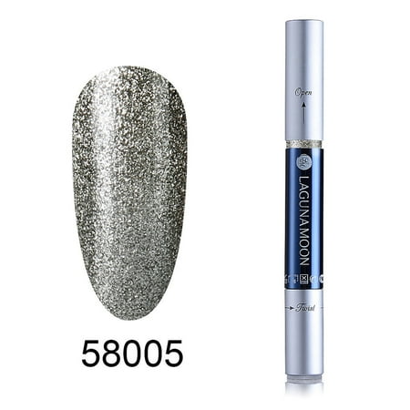 Glitter Gel Tube Lagunamoon Nail Art Pens 3ml UV LED Super Bling Gel Polish Nail Glitter Sand Platinum Gel Polish Pen 58005 ()