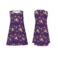 thumbnail image 7 of Rocae Mardi Gras and Donuts for Sleeveless Dresses Summer Casual Ruffle Sleeveless Cute Crew Neck Flowy Dress with Pockets, 7 of 7