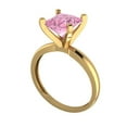 thumbnail image 2 of 2 ct Princess Cut Simulated Pink Diamond Solitaire 18K Yellow Gold Womens Engagement Ring, 2 of 5
