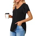 thumbnail image 3 of Patlollav Womens Petal Sleeve Tops V-Neck Short Sleeve T-Shirts Cute Print Summer Blouses, 3 of 6