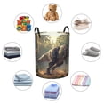 thumbnail image 4 of Fuzoiu Jungle Dinosaur Print Circular Hamper,Laundry Basket with Handle,Collapsible Laundry,Dirty Clothes Storage Basket,for Bedroom Bathroom Dorm Living Room-Medium, 4 of 6