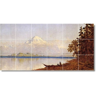 Ceramic Tile Mural-Sanford Gifford Waterfront Painting 333. 25.5" w x 12.75" h using (18) 4.25 x 4.25 ceramic tiles