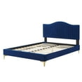 thumbnail image 3 of Tufted Platform Bed Frame, Twin Size, Velvet, Blue Navy, Modern Contemporary Urban Design, Bedroom Master Guest Suite, 3 of 10