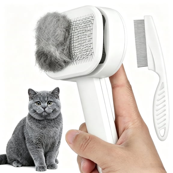 Urieessian Cat Brush for Shedding, Self Cleaning Dog Grooming Brush, Deshedding Tool Removes Loose Undercoat, Mats & Tangled Hair for Long Short Haired Dogs, Cats & Furry Pets