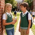 thumbnail image 7 of Tdoqot Gilrs Sweaters Vest- Soft Warm V-Neck Casual Sleeveless Kids Knit Tnak Tops Green Size10-12, 7 of 7