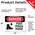 thumbnail image 2 of Foot Pinch Point OSHA Danger Vinyl Decal Label 14 Inch x 10 Inch - 5 Pack, 2 of 6
