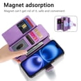 thumbnail image 2 of Compatible with Magsafe, Magnetic 2 in 1 Detachable Wallet Case for iPhone 11, with Credit Card Slots Men Women, PU Leather RFID Blocking Flip Kickstand with Finger Ring, Purple, 2 of 11