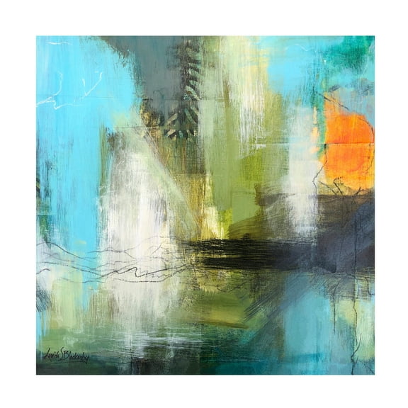 Canvas Wall Art - Linda S. Blackerby 'Aqua Serenity 2' Wall Art for Living Room, Bedroom, or Office Décor by Trademark Fine Art - 14 x 14 Inches